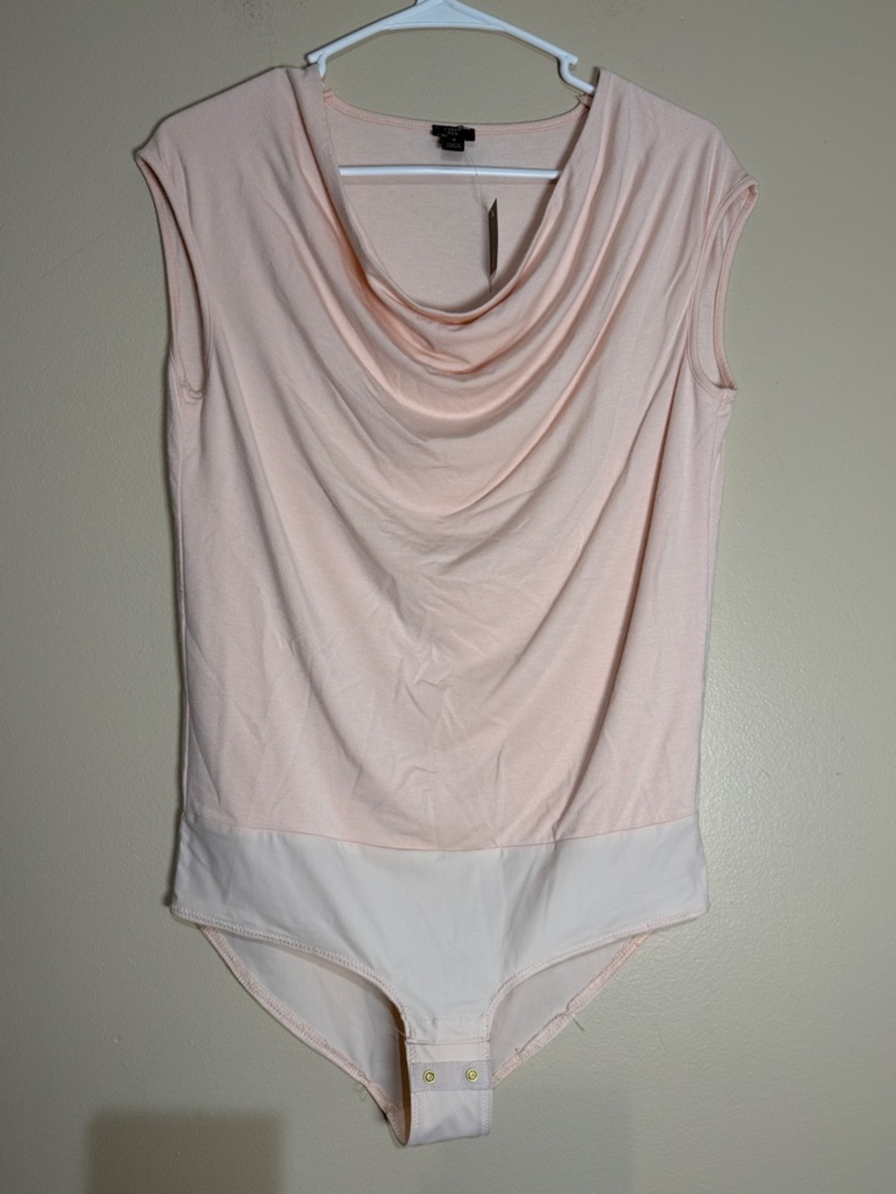 J. Crew Sleeveless Draped-Neck Bodysuit in Light Peach